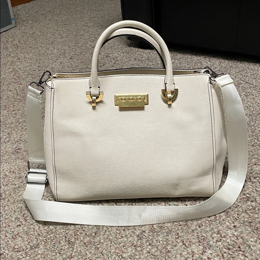Zac Posen Cream Handbag with removable strap and gold hardware